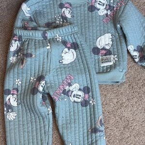 Disney Minnie Mouse Quilted Matching Set in Sage Green and Pink